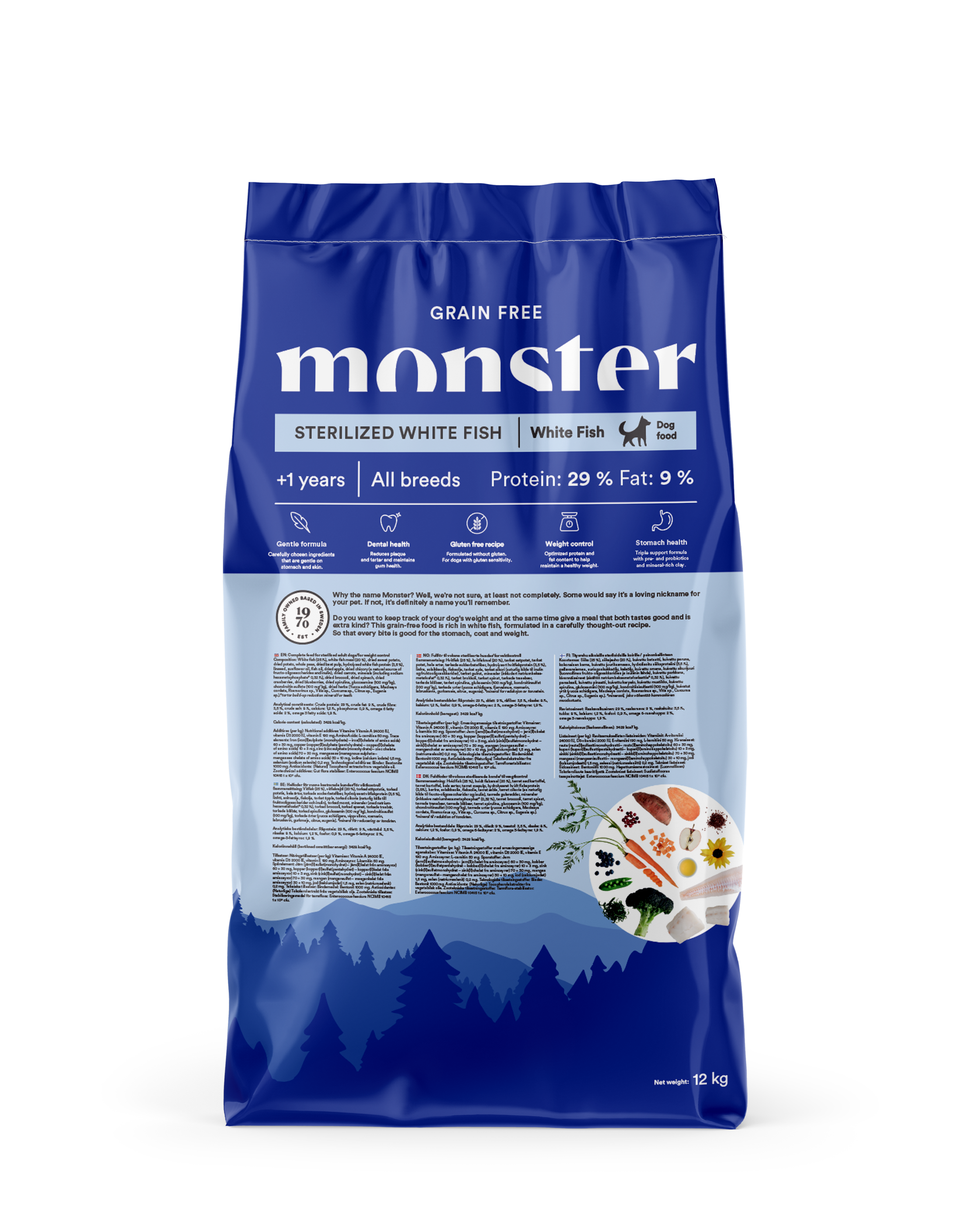 Monster Dog GF Sterilized White Fish 12kg