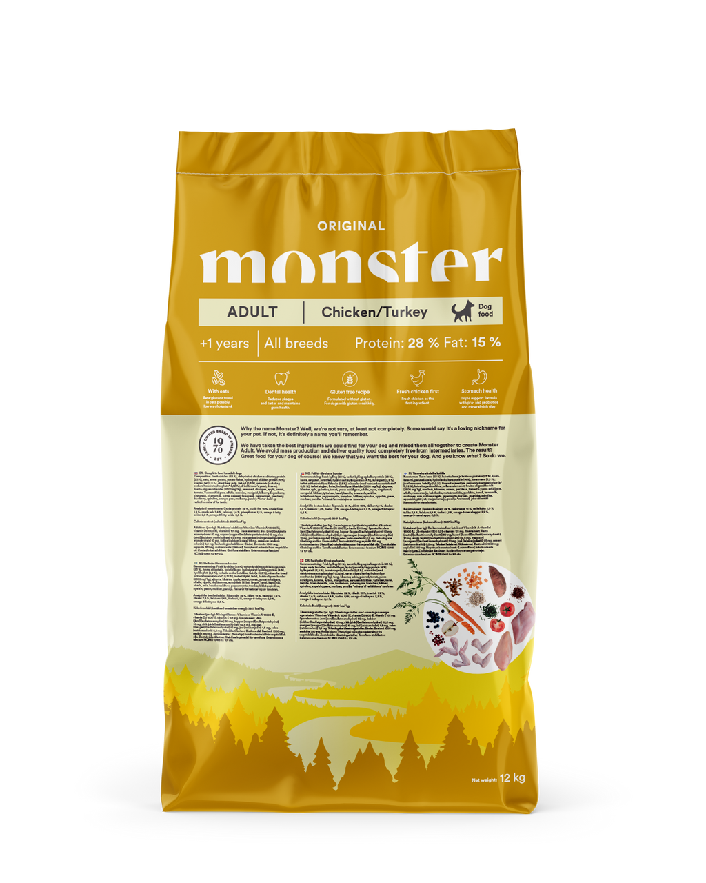 Monster Dog Orig. Adult Chick/Turkey 12kg