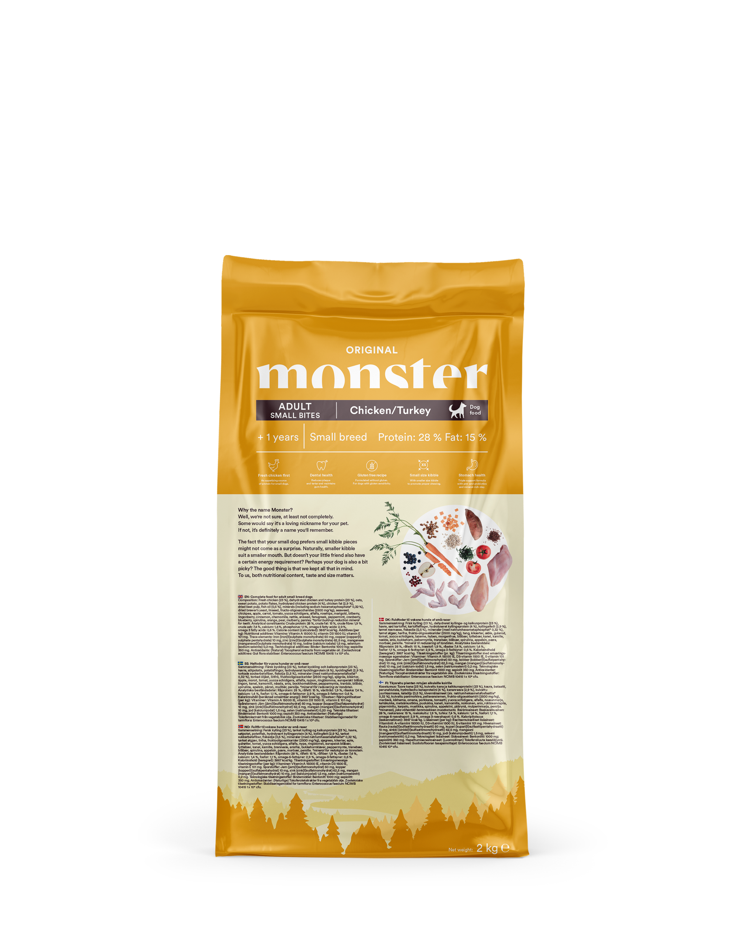 Monster Dog Orig. Adult Chick/Turk Small bites 2kg
